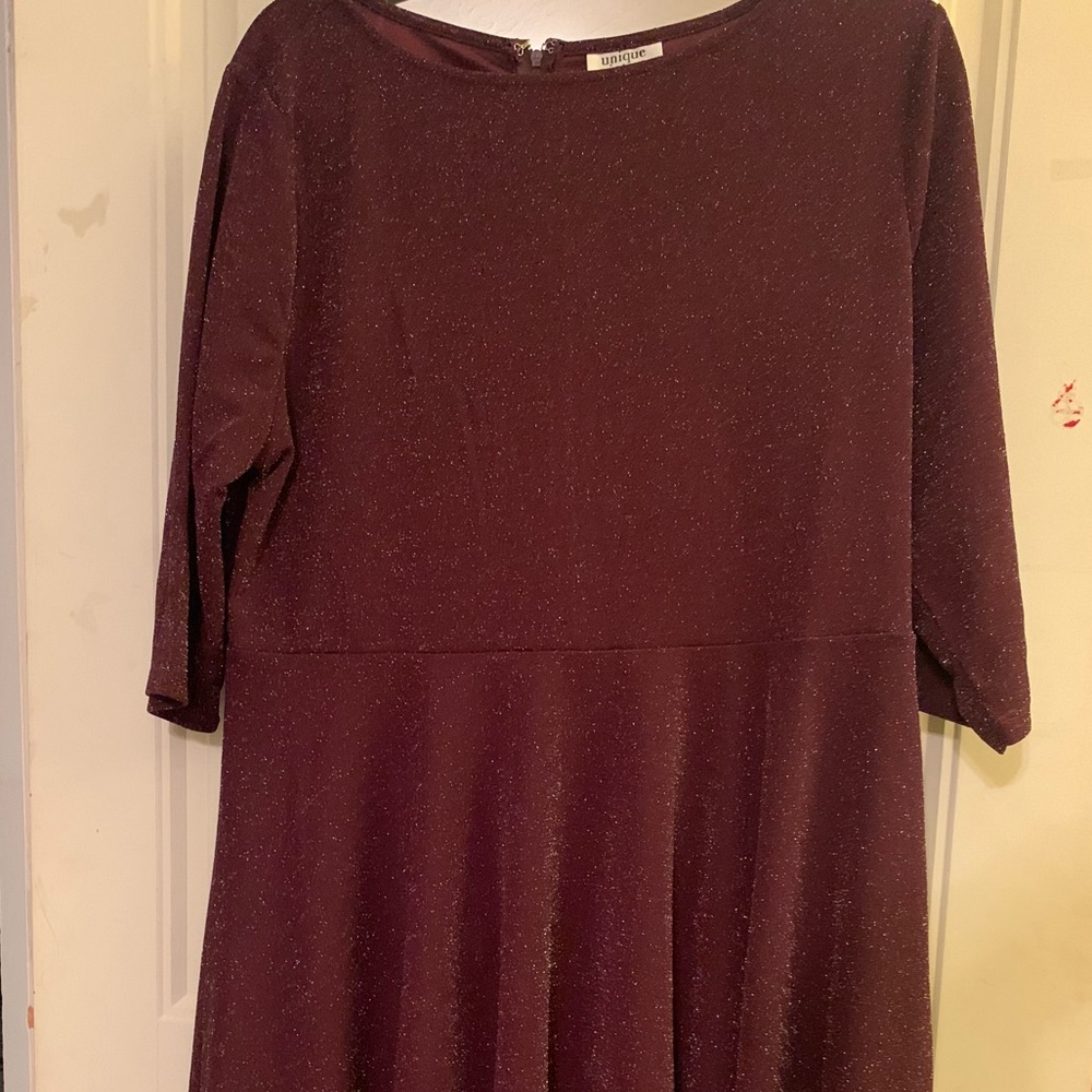 Unique Vintage Burgundy metallic Dress 1x/sz16